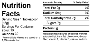 Boysenberry Bourbon Spread Nutrition Facts